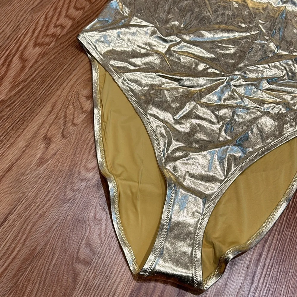 SKIMS Metallic Swim High-Cut One-Piece Gold plus size 4X women’s new with tags